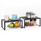 2-Pack Expandable & Stackable Kitchen Shelf Organizers – Heavy-Duty Metal Cabinet & Countertop Storage for Plates, Cups, Cans (12.7-23.9” Adjustable)